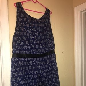 Navy Blue Bicycle Print Dress